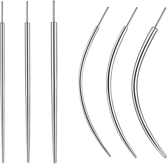 G23 Titanium Threadless Piercing Taper 16G/18G/20G Flat Back Earring Applicator Tool Insertion Pin for Push In Nose Lip Ear Tragus Helix Body Piercing Jewelry Stretcher Assistant Tool