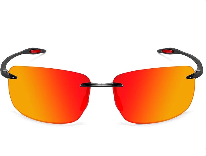 JULI Sports Sunglasses for Men Women Tr90 Rimless Frame for Running Fishing Golf Surf Driving MJ8009