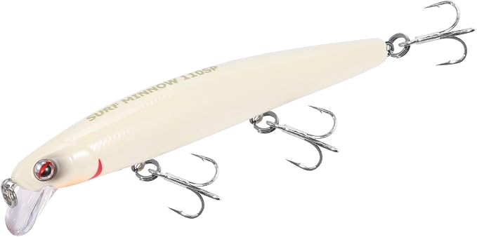 LITTMA California Surf Fishing Lures Saltwater Jerkbait Crankbait Surf Minnow 110/125 - Metallic Sardine Super Glow & Pearl Pink Belly Glow Lures for Halibut & Striper Fishing