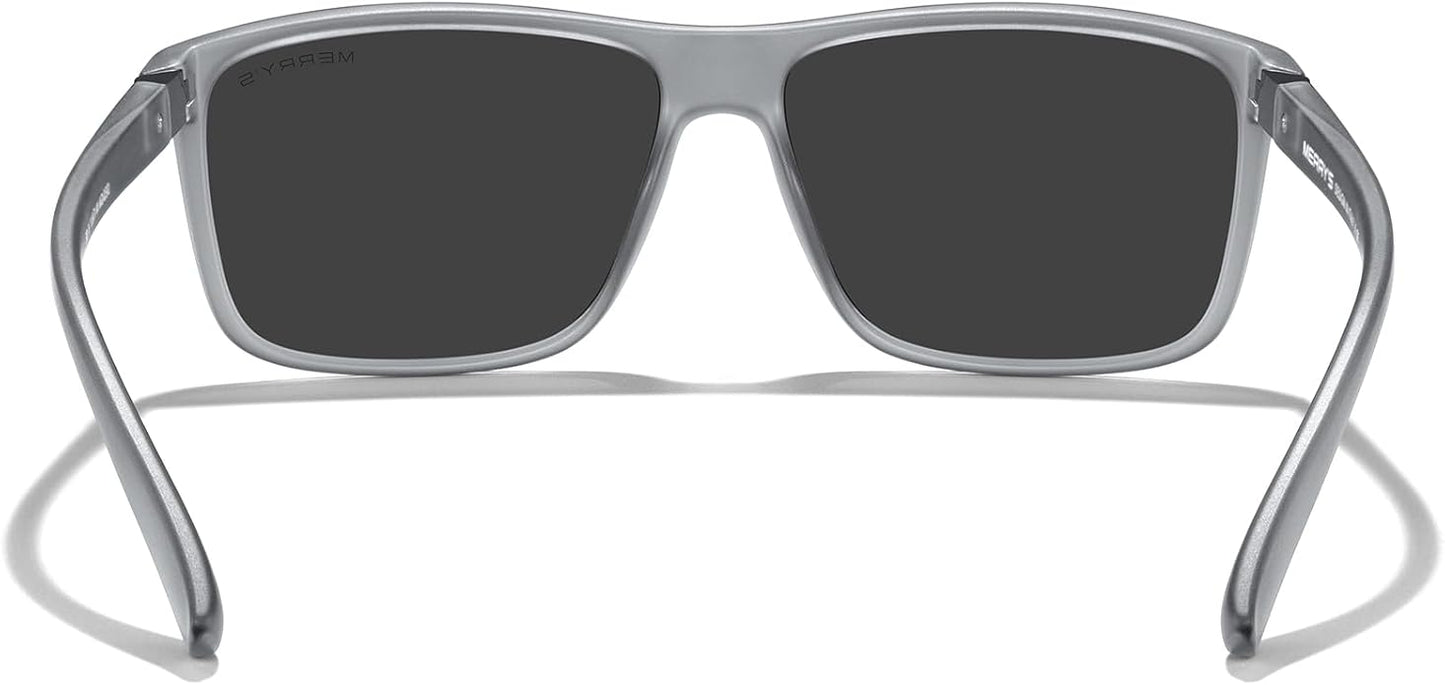 MERRY'S Rectangular Polarized Sports Sunglasses for Men Women Cycling Driving Fishing UV400 Protection S8225