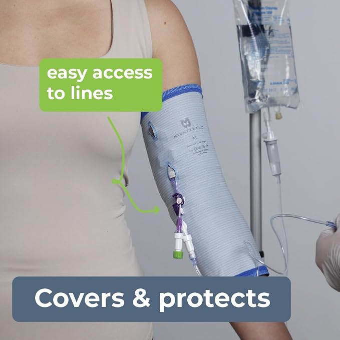 Mighty Well PICCPerfect PICC Line Cover: Soft Touch Double Layer PICC Line Arm Cover | Solid Slate, Medium