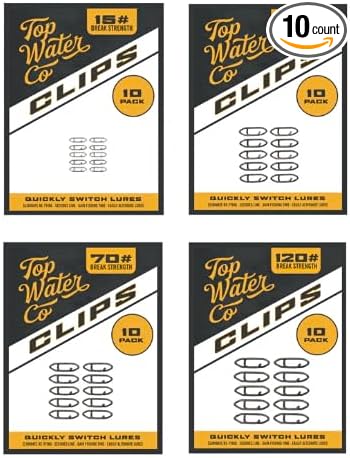 Top Water Co. Speed Clips Super Sample Pack – Fast Lure Change Fishing Snap Clips – Mini 15lb, Small 45lb, Medium 70lb & Large 120lb Stainless Steel Quick Rig Terminal Tackle