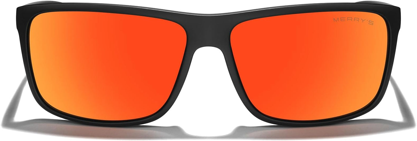 MERRY'S Rectangular Polarized Sports Sunglasses for Men Women Cycling Driving Fishing UV400 Protection S8225
