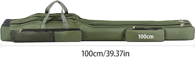 Fishing Rod Case with Fishing Tackle Box Portable Folding Rod Case Pole Reel Storage Bag Gears Organizer (100CM)