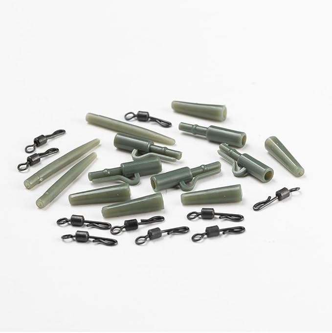 80-Piece 2Colors Carp Fishing Tackle Kit - Anti-Tangle Sleeves Quick-Change Rolling Swivel Connectors Safety Lead Clips Tail Rubber Protective Sleeves Outdoor Wild Fishing Accessories