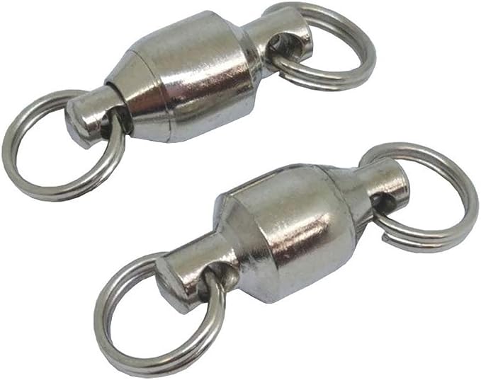 25/50pcs Ball Bearing Swivel Fishing Stainless Split Ring Fish Hooks Connectors for Saltwater 7LB-132LB