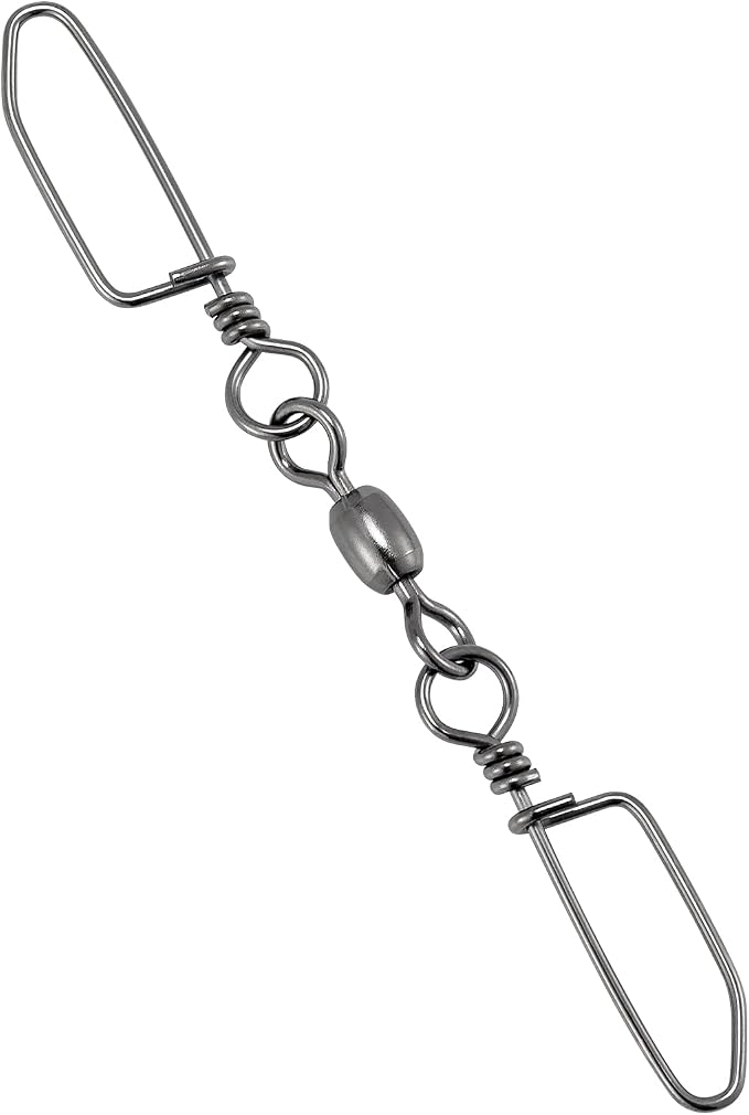 Dr.Fish 20 Pack Double Snap Swivels, High Strength Crane Barrel Swivels Coastlock Snaps Stainless Rust Resistant Saltwater Connector Trolling Planer Board Line Release Clips