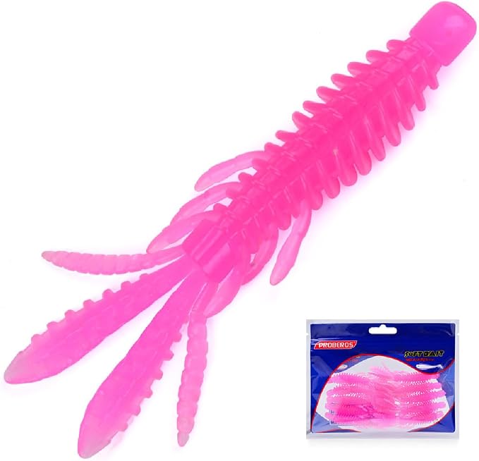 10 Pcs Soft Swimbait Lures, 6.4cm/2.5in Shrimp Shape Soft Plastic Fishing Lures Kit, Bass Fishing Lure Swim Baits with 5 Color, for Fishing Trout, Crappie, Bass, Redfish, Freshwater, Saltwater