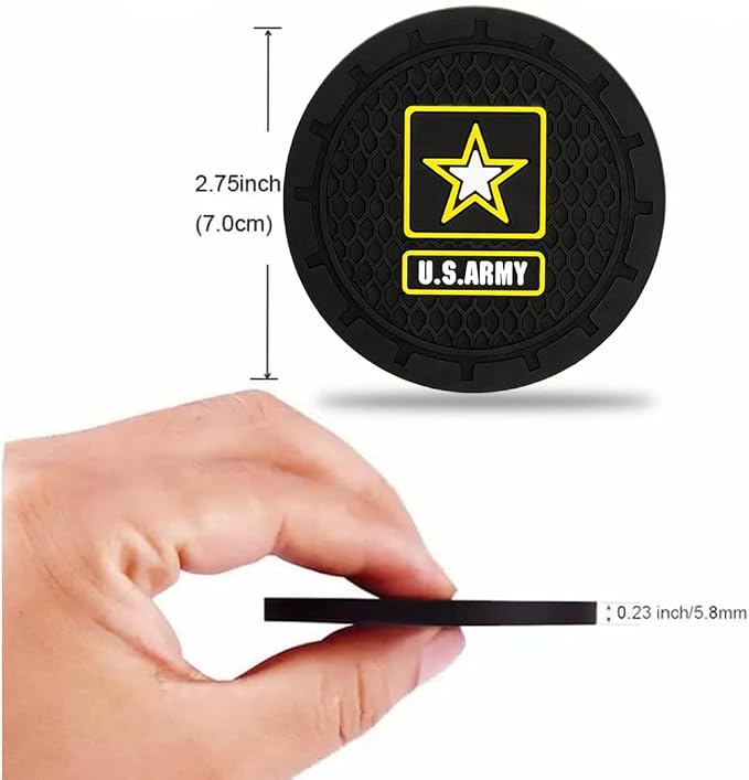 2 Pack Army Car Cup Holder, Non-Slip Cup Coasters for US Navy Star Fashion car Interior Accessories,Decorative Car Cup Mat, Diameter 2.75 Inch