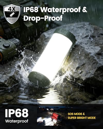 Glocusent 106 LED Camping Lights, Up to 80Hrs, 5000mAh Camping Lantern Rechargeable with 5 Brightness 3 Modes & SOS, IP68 Waterproof, Max 1200LM, Lanterns for Power Outages Hiking Emergency Hurricane