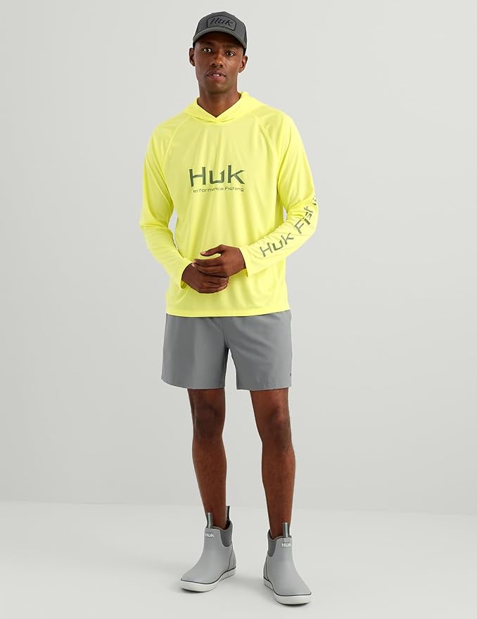 HUK Mens Pursuit Vented Long Sleeve Hoodie, Fishing Shirt with Hood
