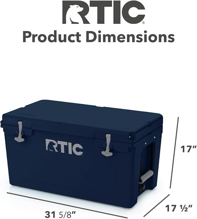 RTIC 65 QT Ultra-Tough Cooler Hard Insulated Portable Ice Chest Box for Beach, Drink, Beverage, Camping, Picnic, Fishing, Boat, Barbecue