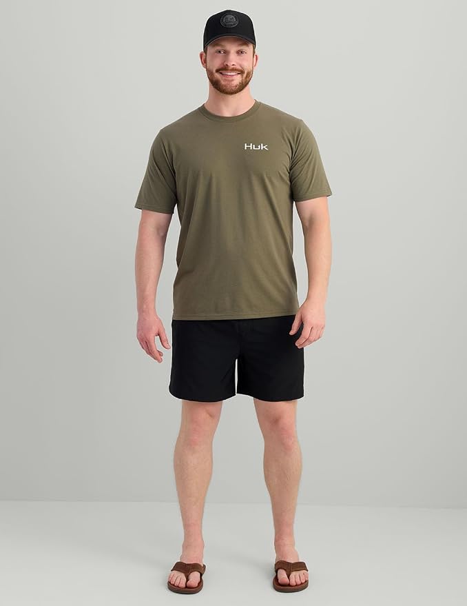 HUK Mens Performance Fishing Logo Tee, Short Sleeve T-Shirt for Men