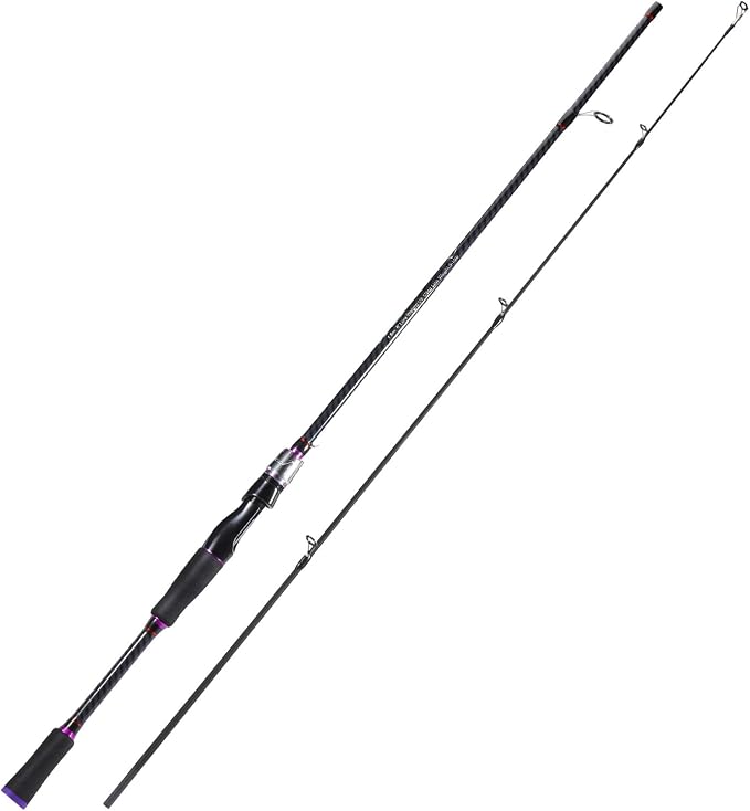 Sougayilang Fishing Rod 24-Ton Carbon&Glass Fiber Composite Spinning and Casting Rod, 2 Piece for Bass Trout Crappie Travel Fishing- 6'0"