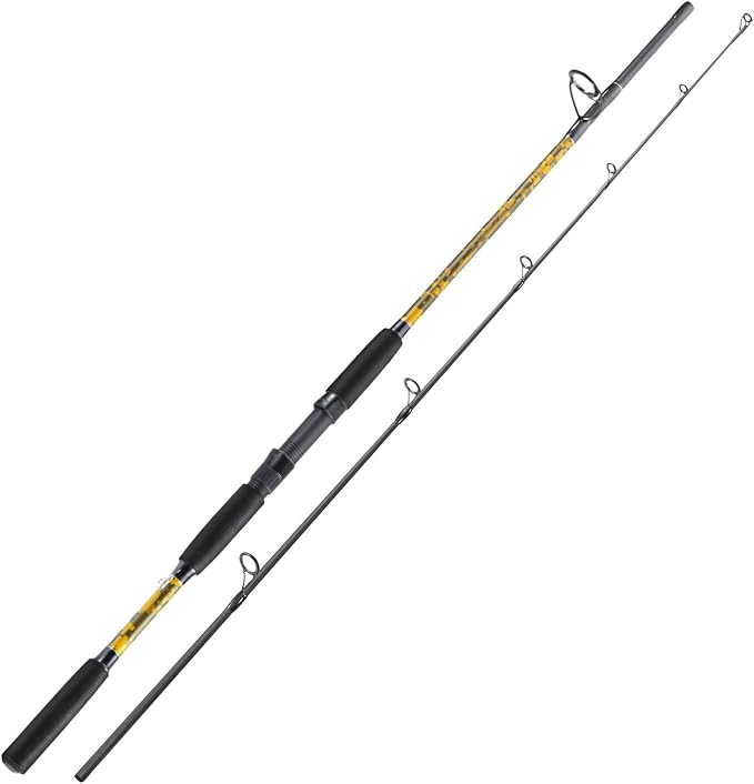 Sougayilang Spinning & Casting Fishing Rods, 2-Piece Strong Carbon&Glass Composite Trolling Rod Offshore Surf Pole for Bass, Trout, Panfish, Catfish