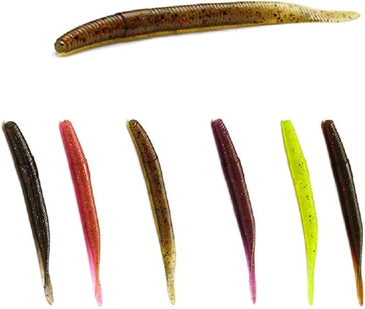 Soft Baits Finesse Worms Flat Tail Stick Worm(10cm/3.94in 2.9g/0.1oz. 6 Color Option)