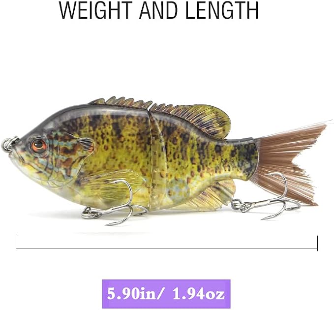 5.9in Multi Jointed Swimbait Fishing Lures Bait,2 Segment Big Giant Sinking Fishing Bass Lures,Crankbaits Swimbaits with Treble Hook