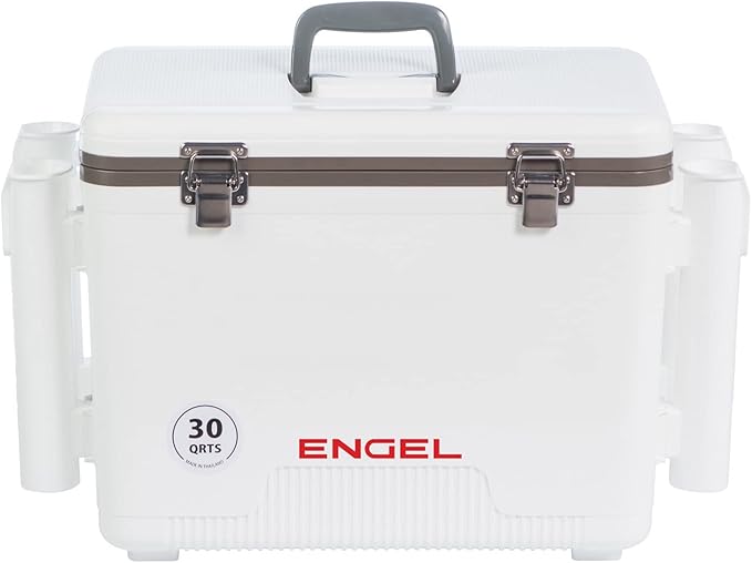 Engel UC30 Leak-Proof, Air Tight, Fishing Drybox Cooler with Built-in Fishing Rod Holders, Also Makes The Perfect Hard Shell Lunchbox for Men and Women