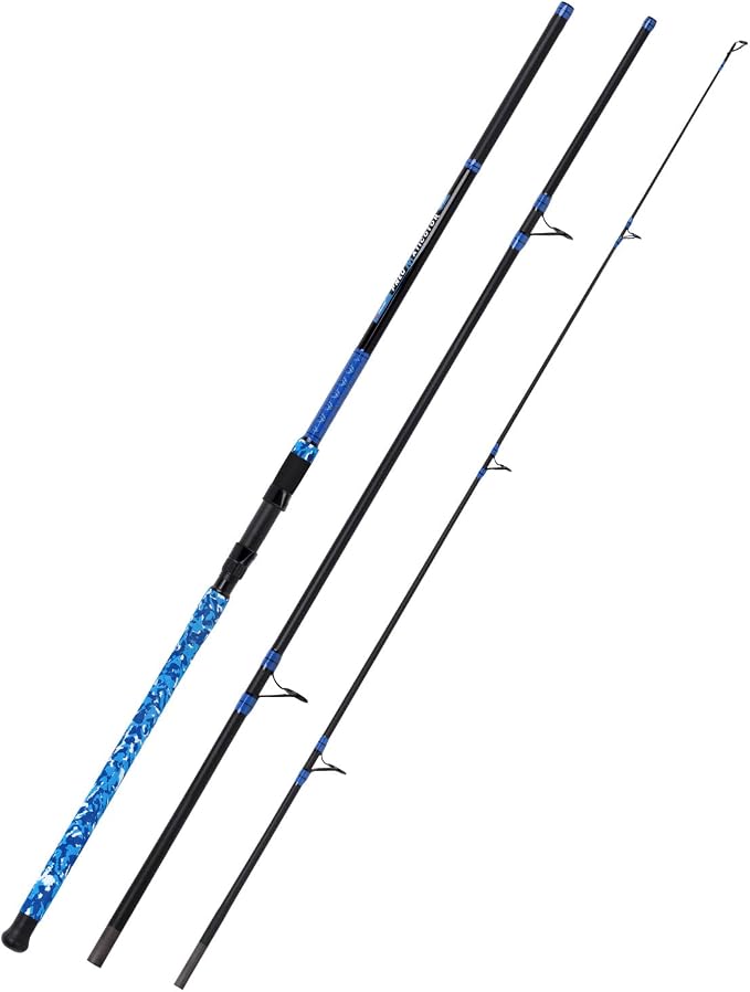 Fiblink Surf Rod,Portable Travel Fishing Rod,Spinning Rod with Blue Camouflage Handle,2Piece/3Piece/4Piece Carbon Fiber Fishing Rod (9ft/10ft/12ft/14ft)