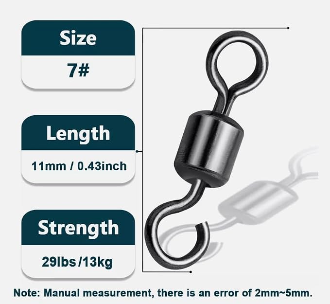100 pcs Fishing Swivels Open Eye Rolling Swivel Quick Change Leader Line Connector