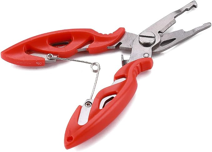 FOSTAR Fishing Pliers, Stainless Steel Hook Remover, Fishing Line Scissors, Braided Line Cutters, Split Ring Opener, 5 Inch Fishing Tool