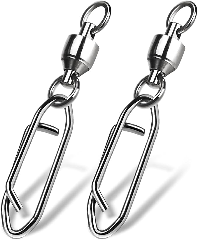 9KM DWLIFE Fishing Swivels & Quick-Change Clips 25Pcs Pro Saltwater 360° Spin Stainless Steel Snap Swivels for Lure/Bait Heavy-Duty Corrosion-Proof