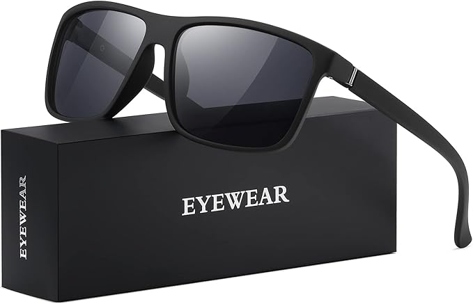 Sunglasses Men Polarized Sunglasses for Mens and Womens,Black Retro Sun Glasses Driving Fishing UV Protection