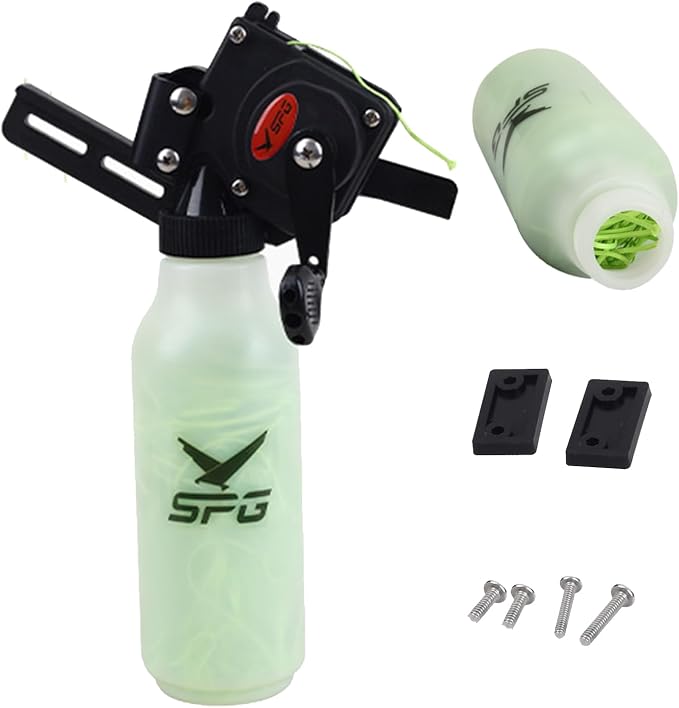 SPG Bowfishing Reel Archery Bottle Bow Fishing Reels Kits with 40M Fishing Rope Bow Mounted Attachment for Right Hand Compound Bow Recurve Bow Accessories