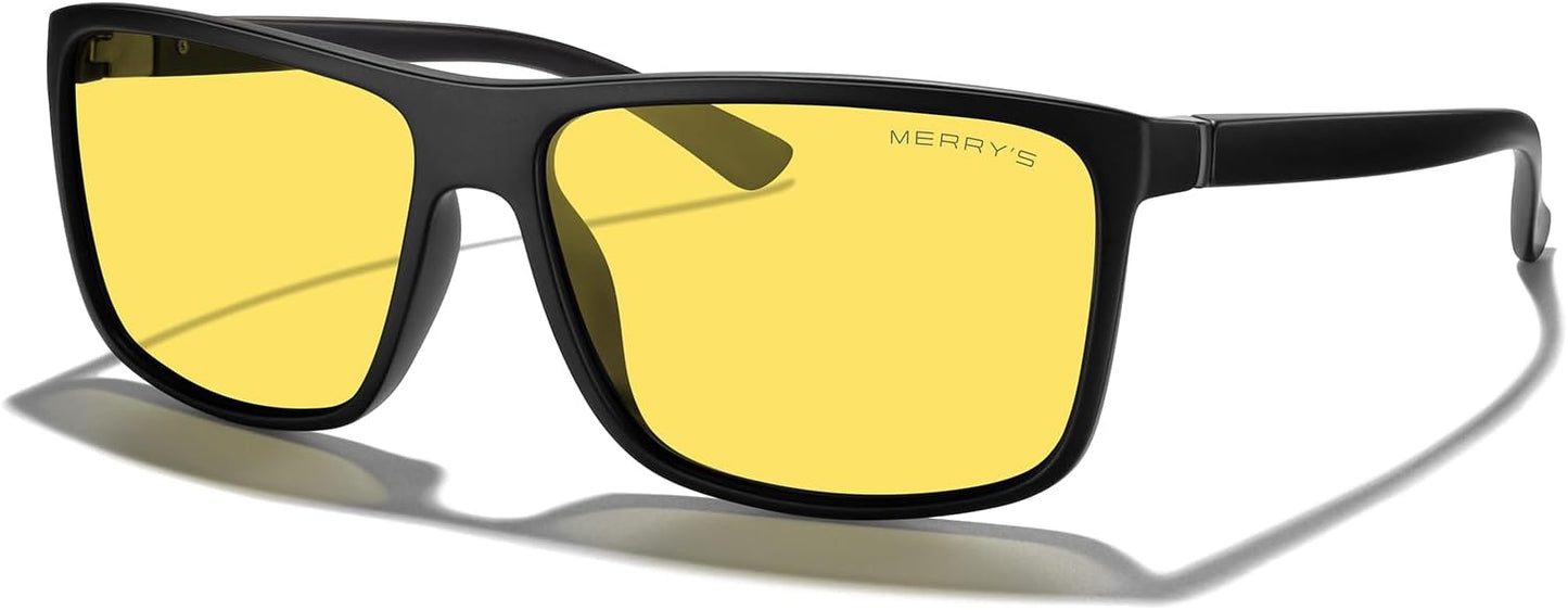 MERRY'S Rectangular Polarized Sports Sunglasses for Men Women Cycling Driving Fishing UV400 Protection S8225