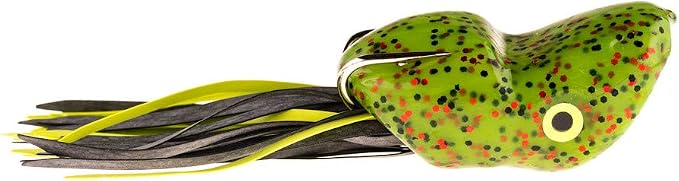 Scum Frog Popper Topwater Bass Fishing Hollow Body Frog Lure with Weedless Hooks, Green