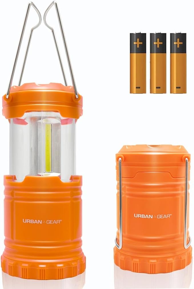 Lewis N. Clark Collapsible Camping Lantern | LED Portable Lantern for Indoor or Outdoor Use | Waterproof Lamp with Batteries Included | for Camping, Backpacking, Hiking, or Power Outage | Orange