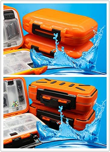 Waterproof Fishing Lure Box Spoon Hooks Baits Storage Tackle Box Containers for Casting Fishing Fly Fishing,Large/Medium/Small Lure Case Available (Orange-Medium)