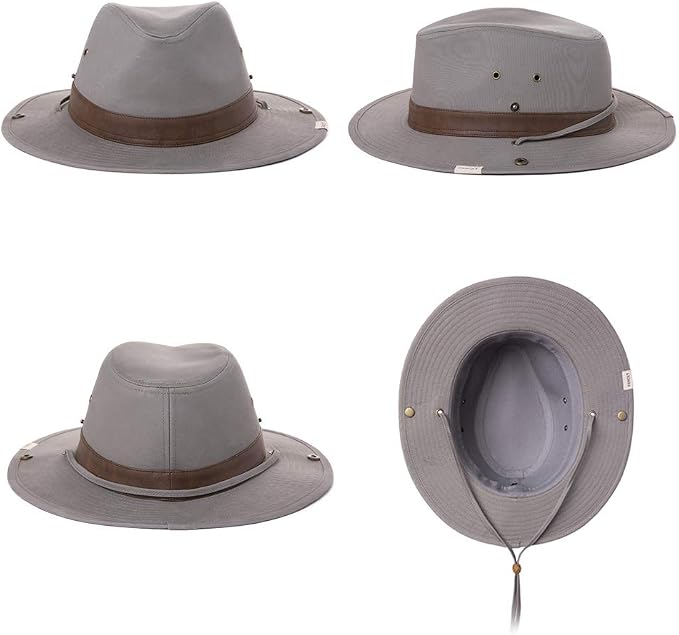 TOP-EX Cotton Aussie Outback Safari Hat, UPF 50+ Sun Hat Wide Brim with Chin Strap, Breathable Packable Bush Hat Men Women