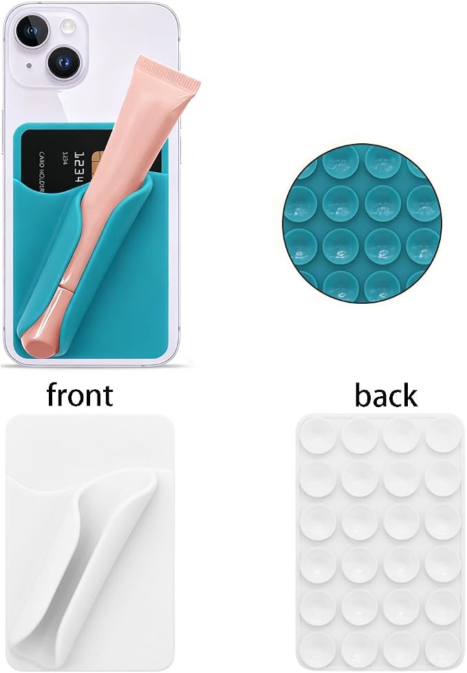 Silicone Suction Phone Case Adhesive Mount, Featuring A Card Slot, A Self-Adhesive Lip Gloss Holder Detachable Mount, Compatible with Most Smartphones(White)