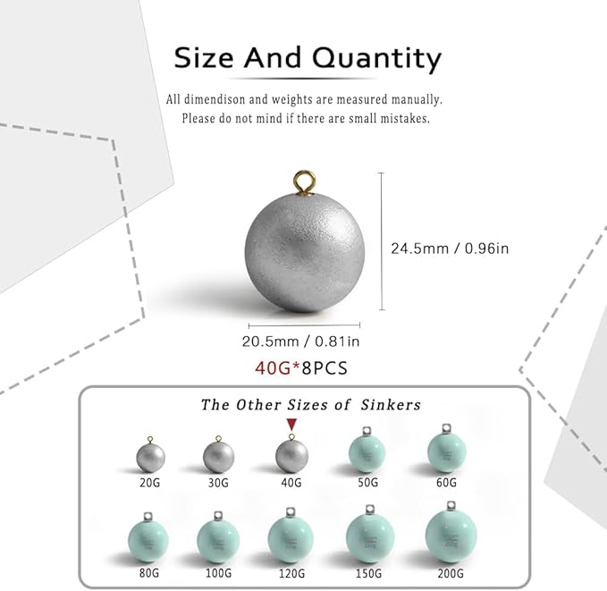 Lead Free Fishing Weights Sinkers 20g-200g Coated Egg Sinkers Cannonball Weights Assorted Sizes Bag and Fishing Weights Assortment Box Non-Lead Fishing Weights Saltwater Freshwater