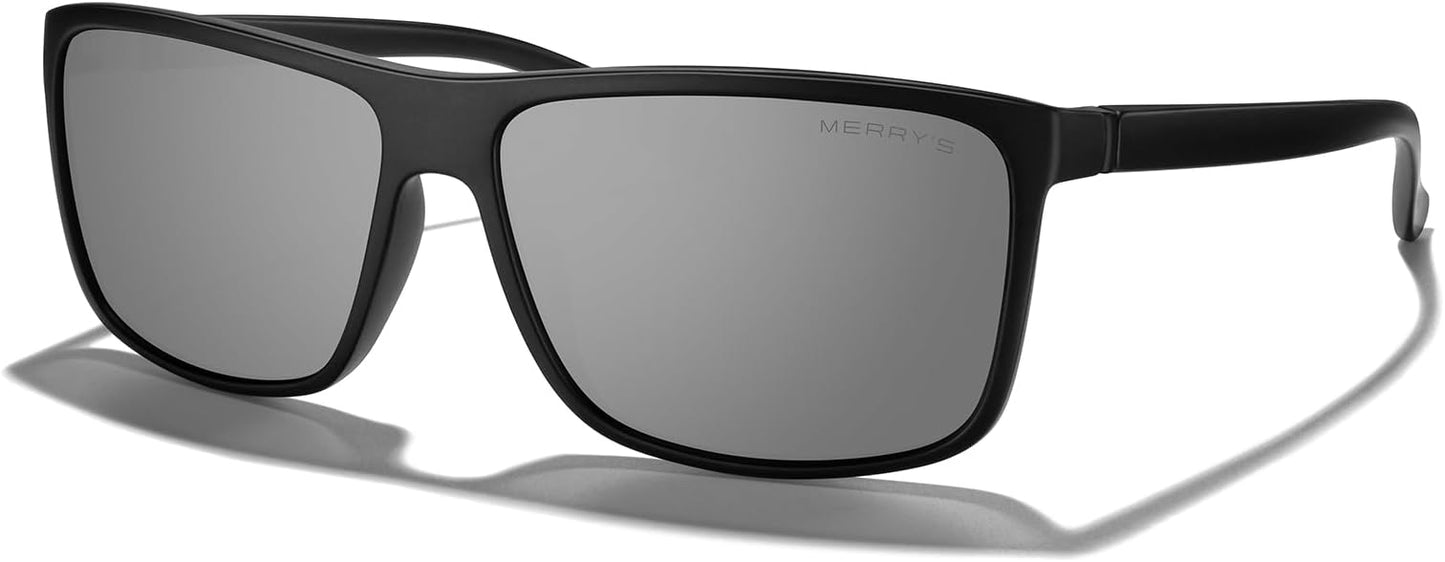 MERRY'S Rectangular Polarized Sports Sunglasses for Men Women Cycling Driving Fishing UV400 Protection S8225