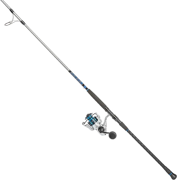 Quantum Strive Spinning Reel and Fishing Rod Combo, Graphite Composite Blank, 4+1 Bearings, Silver/Blue