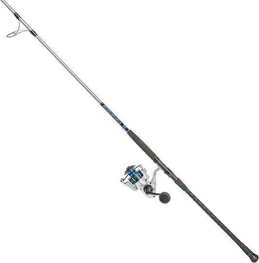 Quantum Strive Spinning Reel and Fishing Rod Combo, Graphite Composite Blank, 4+1 Bearings, Silver/Blue