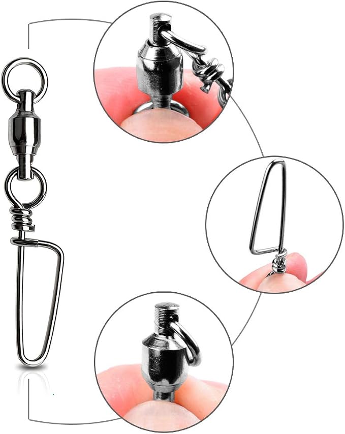 Snap Fishing Swivels Ball Bearing Black Nickel Ball Bearing Swivels Saltwater Heavy Duty Barrel Swivels for Freshwater Saltwater Fishing