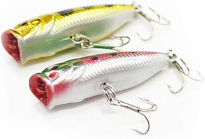 SEASKY Fishing Plug Lures Micro Popper Topwater Trout Attack in Freshwater (Yellow)