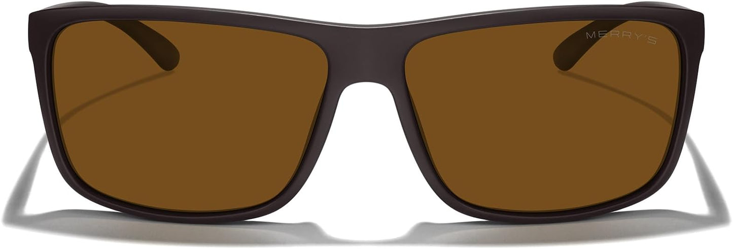 MERRY'S Rectangular Polarized Sports Sunglasses for Men Women Cycling Driving Fishing UV400 Protection S8225