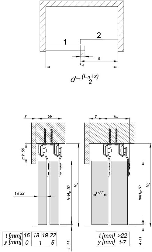 Sliding Closet Door Hardware Kit - 47-inch Double Track for 2 Bypass Doors Up to 100lbs - SLID'UP 110
