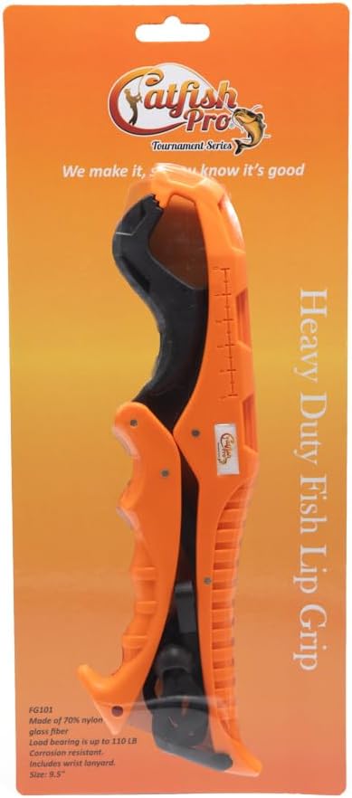 Catfish Pro Tournament Series Fish Lip Grip | One-Handed Operation Fish Lip Gripper with Adjustable Lanyard for Easy, Secure, and Comfortable Fishing