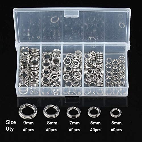 GREATFISHING 200PCS High Strength Heavy Stainless Steel Split Ring Lure Connector Swivels Snap with Fishing Pliers 30lb to 120lb Test
