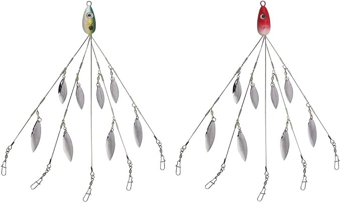 5 Arms Alabama Rig Fishing Lure, Umbrella Rig with Spinner for Striper, A-Rig for Boat Trolling Frashwater/Saltwater, with Soft Swimbait and Hooks for Bass Crappie Walleye Pickerel Trout Perch