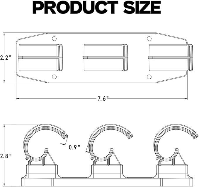 VEYWANE Fishing Rod Racks for Boat/Wall/Truck Bed, 3-Poles Storage Holders with Rubber Band Clips 2 Packs
