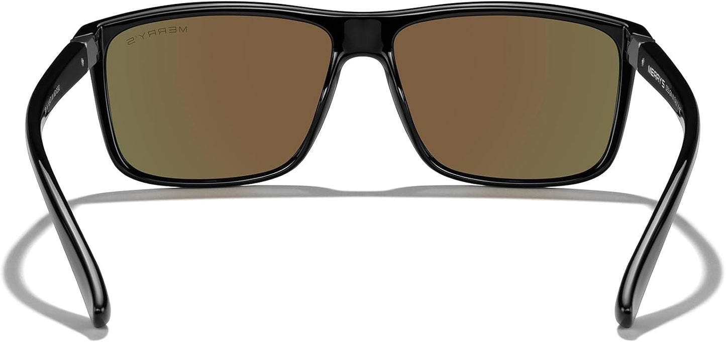 MERRY'S Rectangular Polarized Sports Sunglasses for Men Women Cycling Driving Fishing UV400 Protection S8225