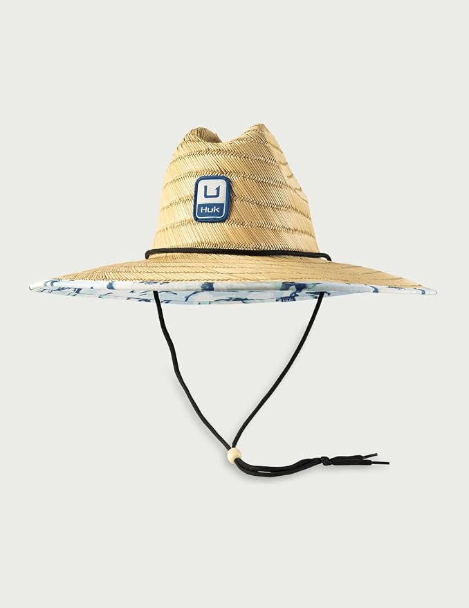 HUK Men's Straw Hat, Wide Brim Fishing & Beach Hat for Men