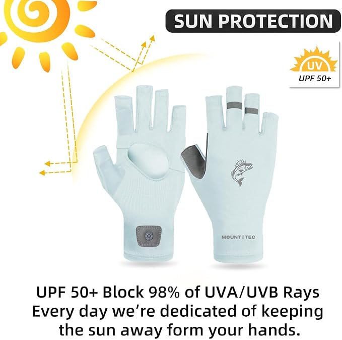 Unisex UV Protective Fingerless Gloves UPF 50+ Sun Glove for Outdoor Fishing Cycling Hiking Driving Kayaking