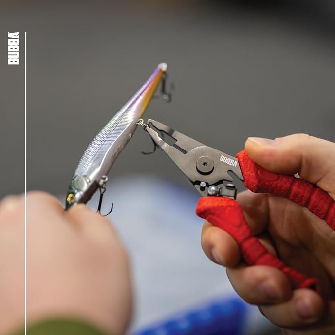 Bubba Split Ring Pliers with Micro Serrated Line Cutters, Precise Tip, Stainless Steel Construction, 6", For Fishing, Line Cutting